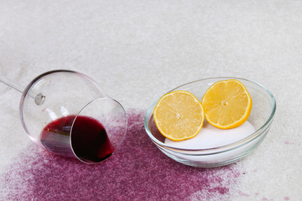 red wine stain lemon juice baking soda